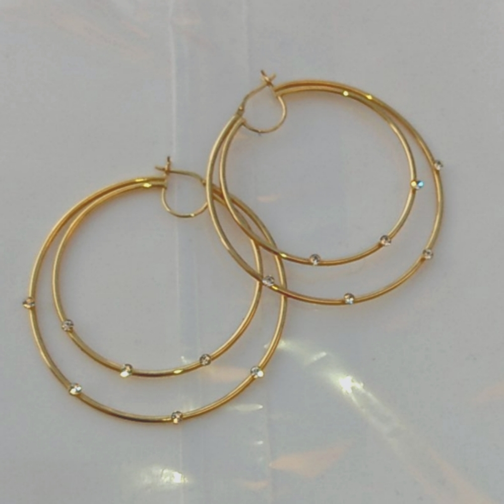 925 Goldstone & CZ Hoop Earrings